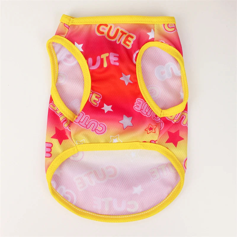 Cute Pet Dog Summer Vest – Smiling Face Print T-Shirt for Small Dogs (XS–XXL)