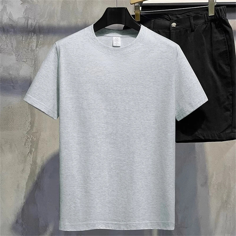 Unisex Summer Cotton T-Shirt – Solid Color O-Neck Casual Tee