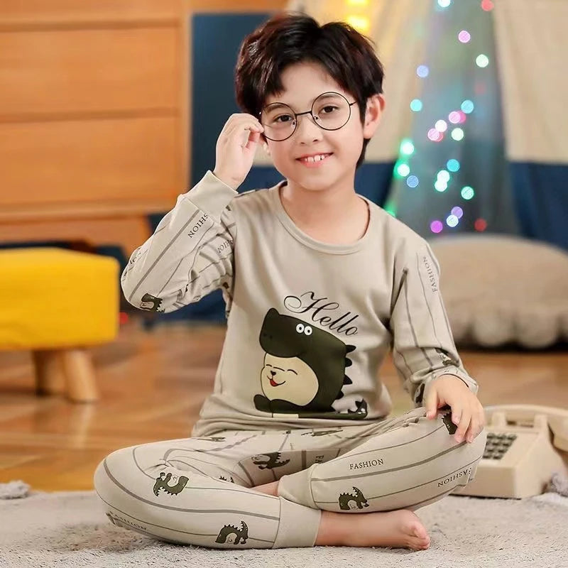 Unisex Cotton Pajama Set for Kids – Cozy Autumn & Winter Sleepwear