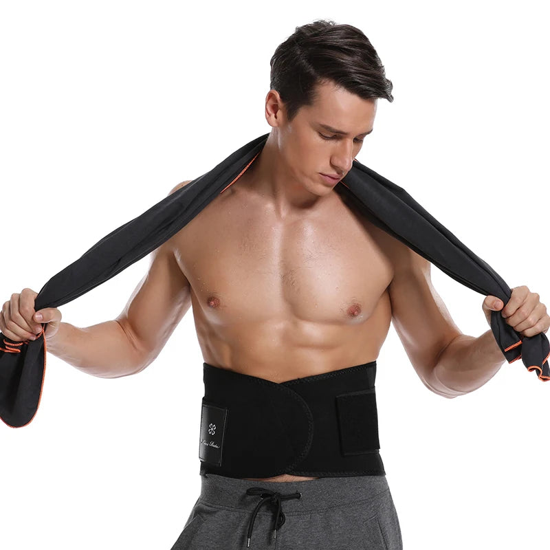 Men's Waist Trainer Vest – 2-in-1 Neoprene Slimming Body Shaper with Double Belts & Zipper | Sweat Vest for Fitness & Weight Loss