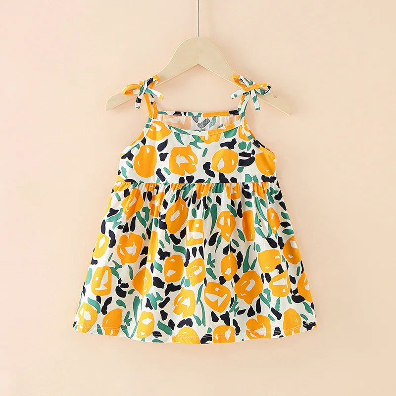 Summer Princess Floral Cotton Dress – Sleeveless Casual Dress for Girls