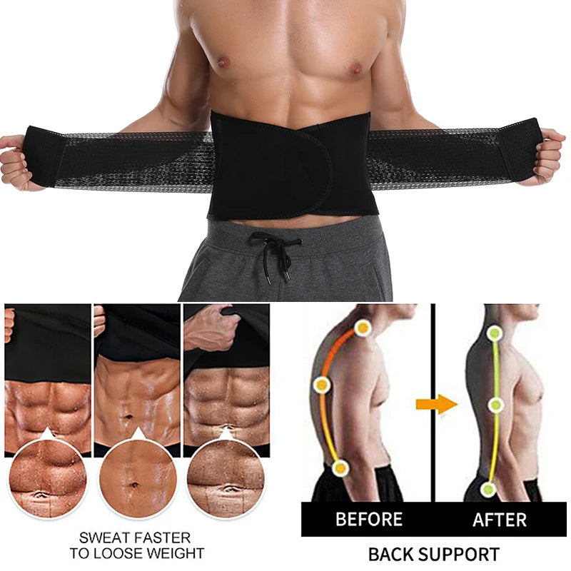 Men's Waist Trainer Vest – 2-in-1 Neoprene Slimming Body Shaper with Double Belts & Zipper | Sweat Vest for Fitness & Weight Loss