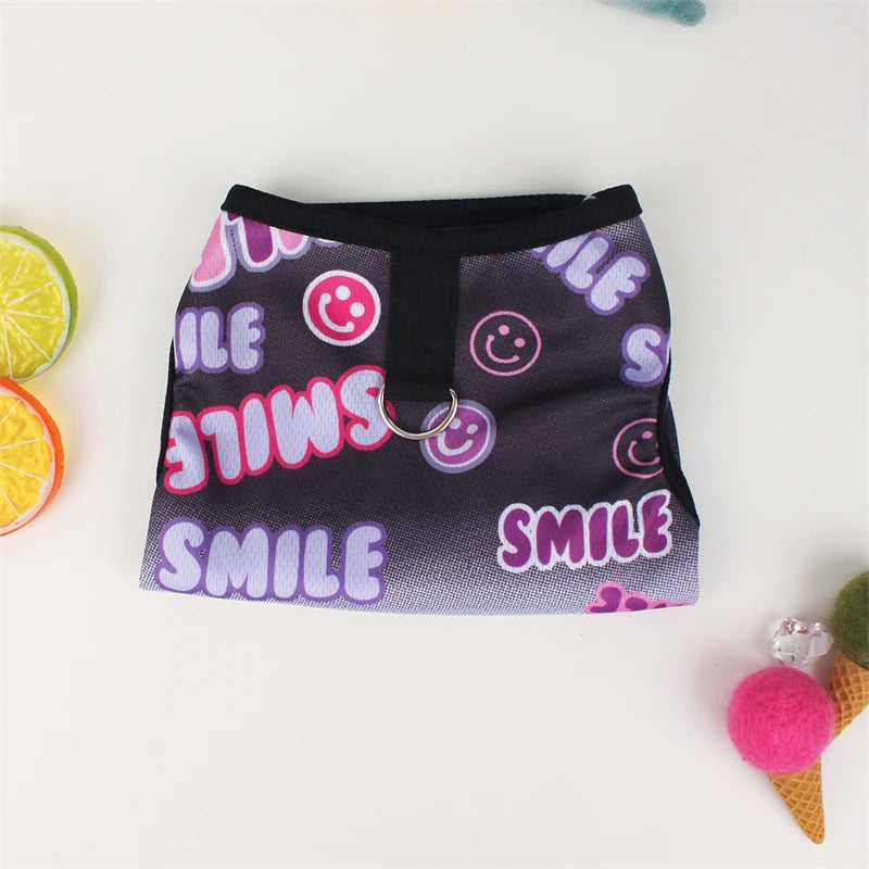 Cute Pet Dog Summer Vest – Smiling Face Print T-Shirt for Small Dogs (XS–XXL)