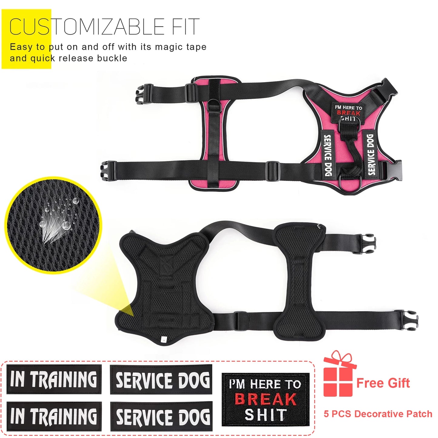 Tactical Reflective Dog Harness – No Pull Vest for Small to Large Dogs