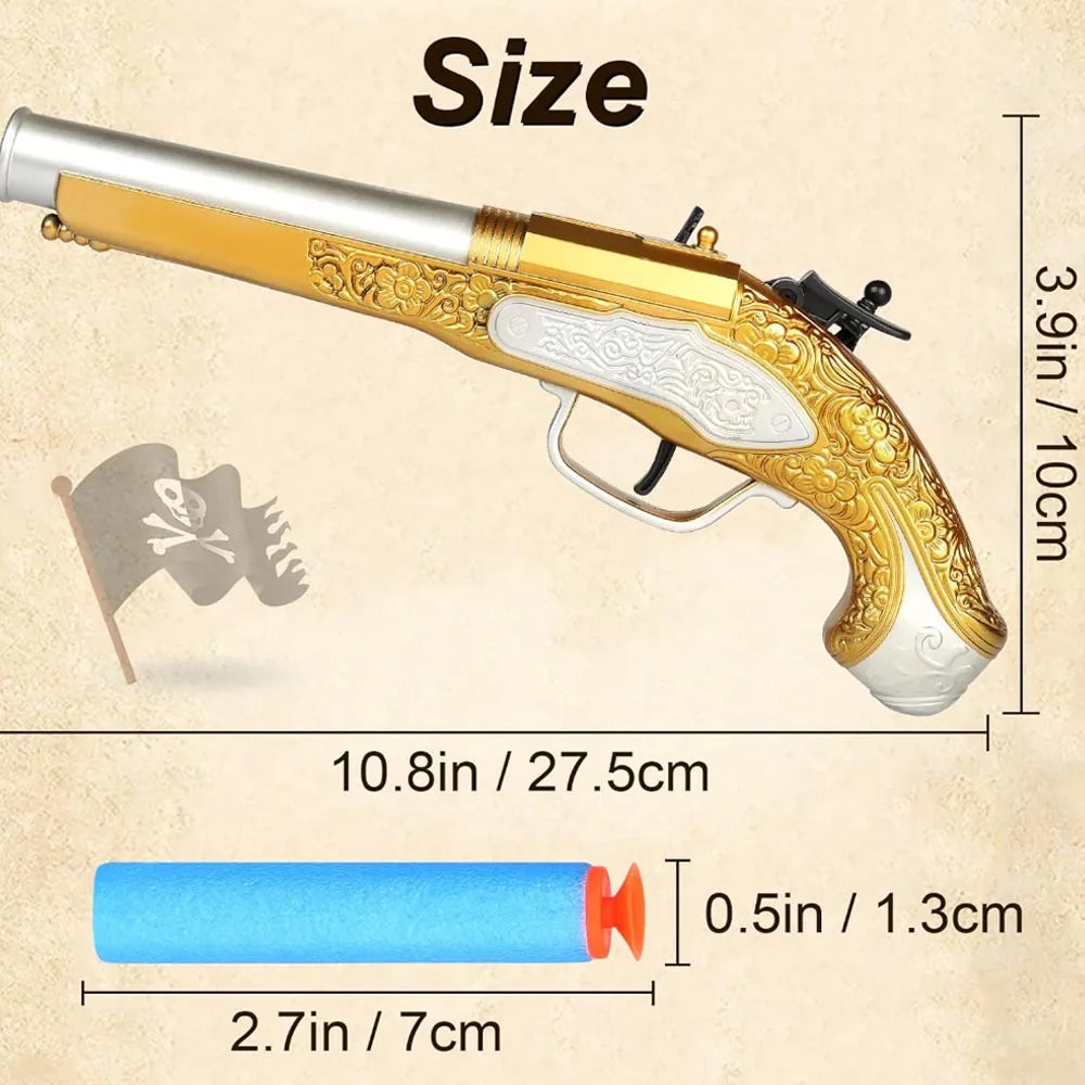 Golden Pirate Toy Gun – Soft Bullet Pistol for Cosplay & Dress-Up