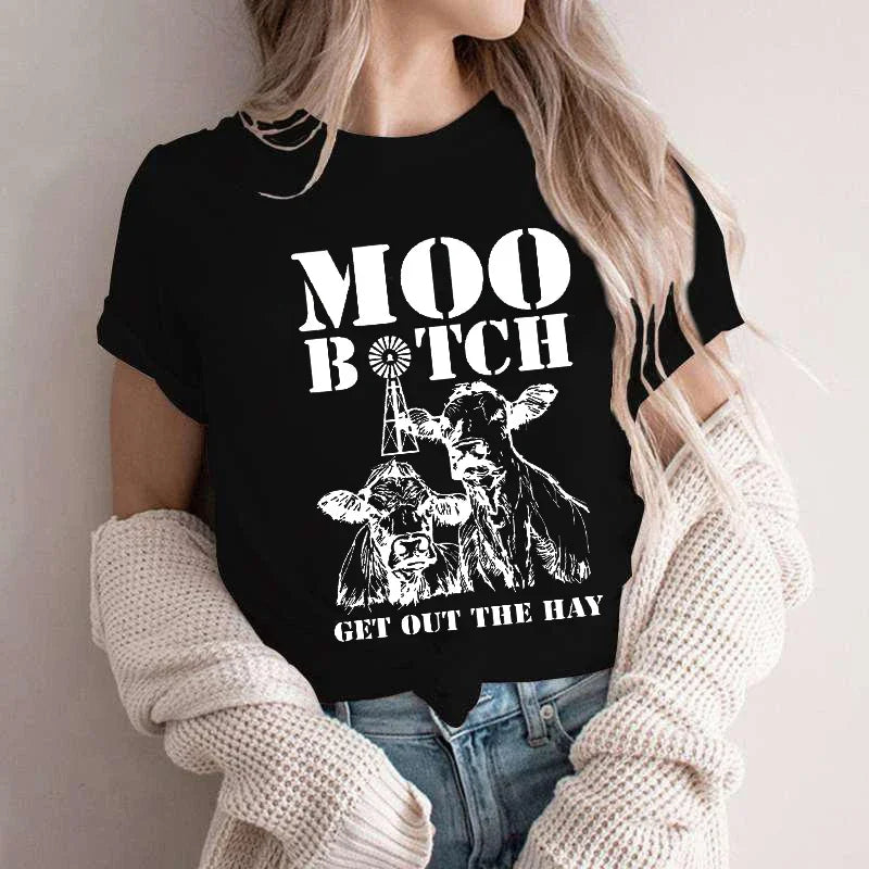Sleeping Cow T-Shirt – Cute Animal Lover Top for Women