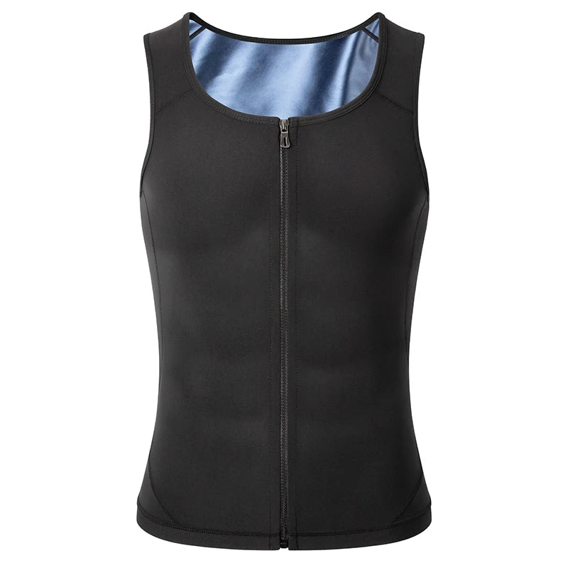 Men’s Sauna Sweat Vest – Heat-Trapping Slimming Body Shaper with Zipper | Compression Waist Trainer for Fitness & Weight Loss