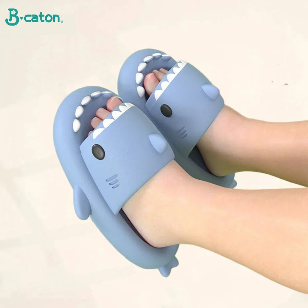 Shark Cartoon EVA Slippers for Kids & Adults – Soft Non-Slip Flip Flops for Summer