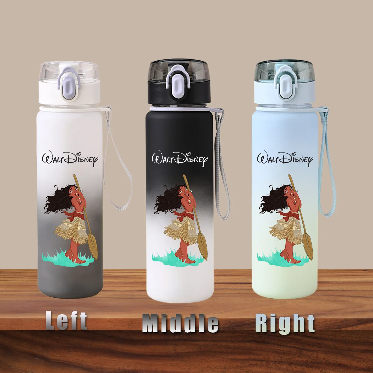 Disney Moana 2 Maui Kakamora Tia Animation Portable Plastic Gradient Outdoor Sport Water Bottle Child Gift Princess Fitness Run