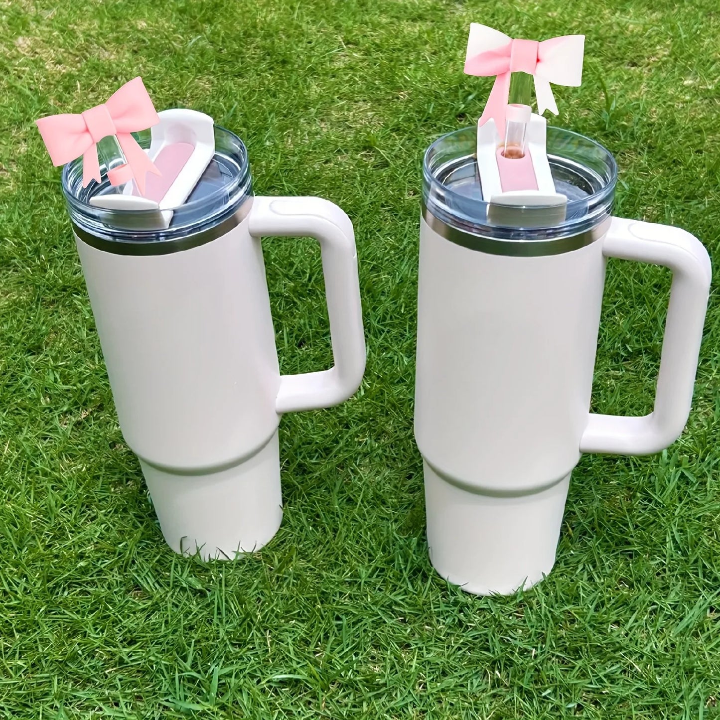 3Pcs Bow Straw Cap Covers & Toppers – Cute Silicone Accessories for Stanley Cups