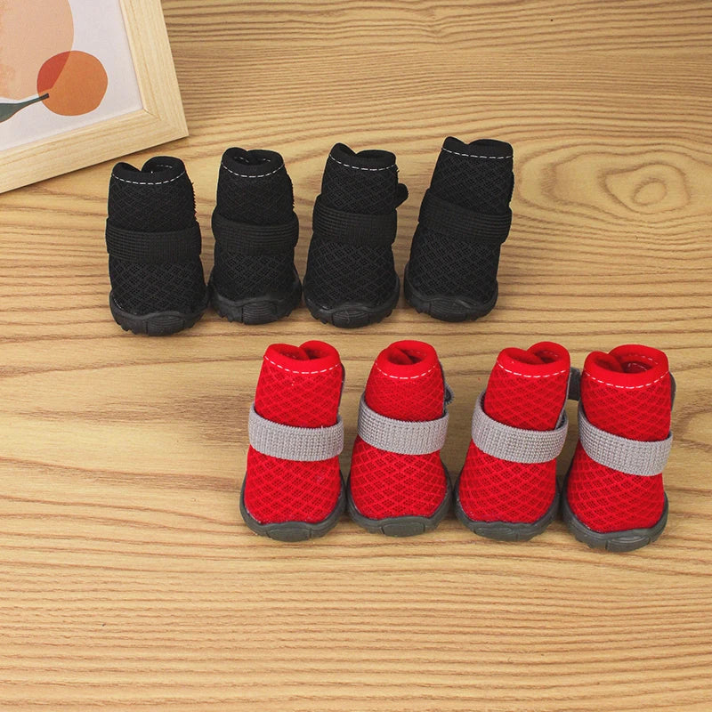 4pcs Breathable Dog & Cat Shoes – Anti-Slip, Year-Round Pet Paw Protectors