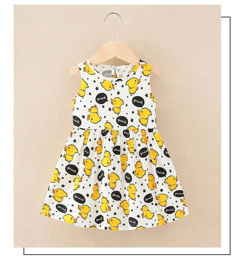 Cotton Cartoon Summer Dress for Girls – Sleeveless Princess Party Outfit