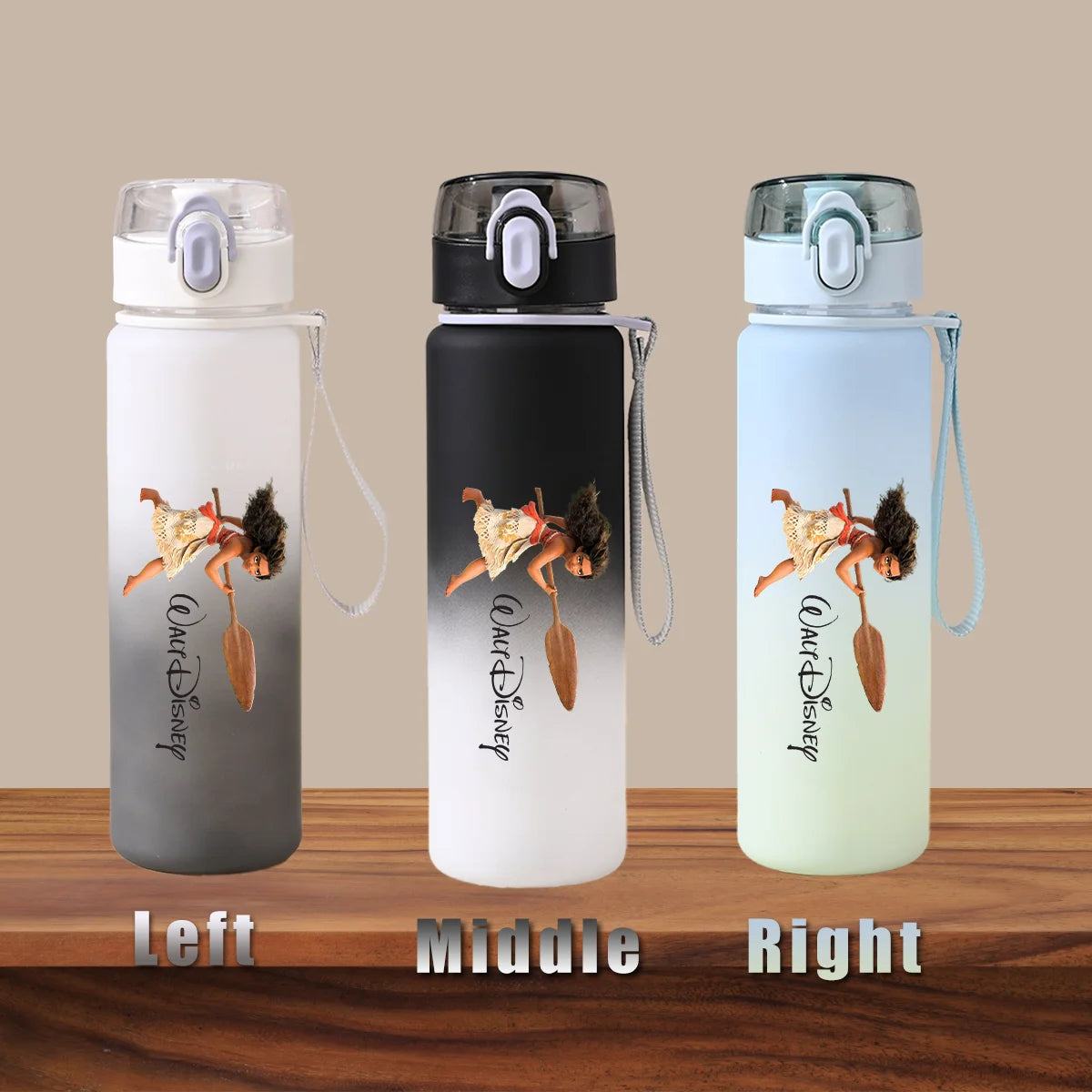 Disney Moana 2 Maui Kakamora Tia Animation Portable Plastic Gradient Outdoor Sport Water Bottle Child Gift Princess Fitness Run