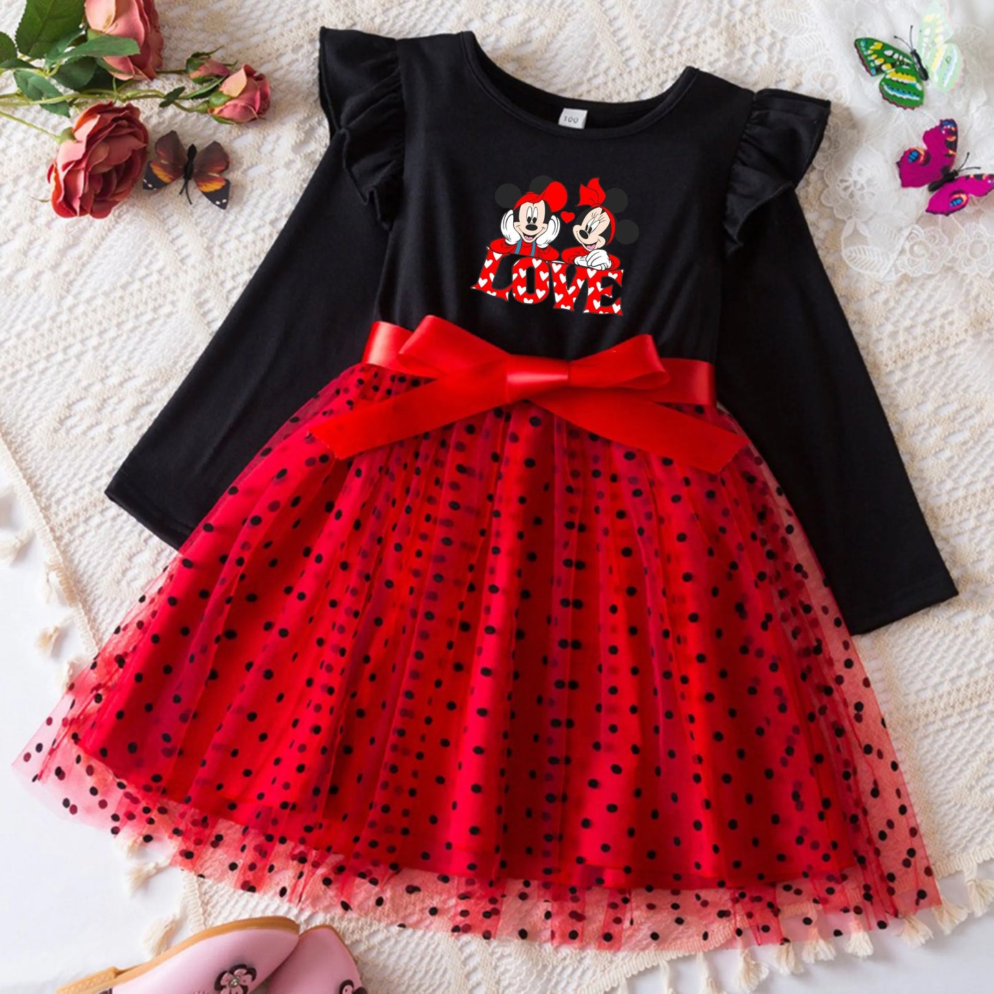 Mickey Minnie Fall Dresses for Girls – Long Sleeve Princess Party Costume