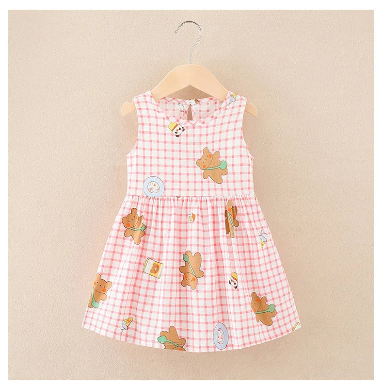 Cotton Cartoon Summer Dress for Girls – Sleeveless Princess Party Outfit