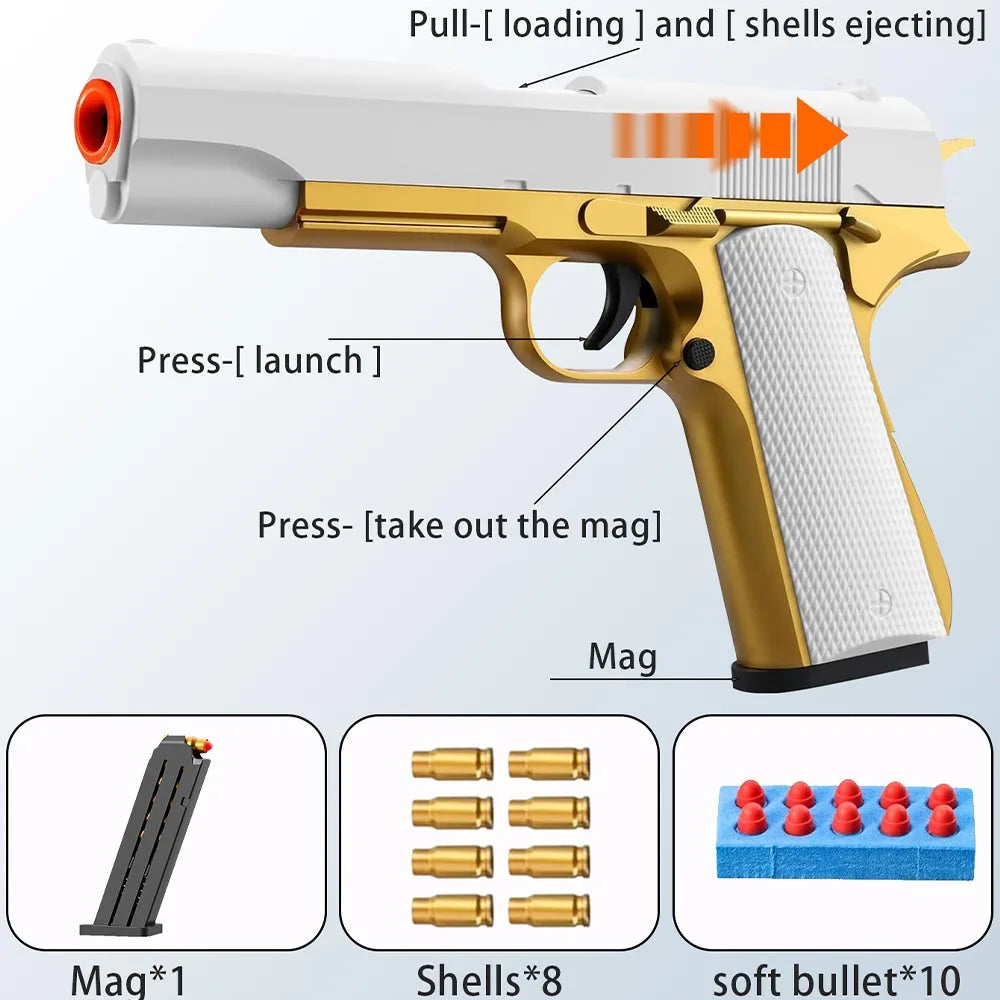 Blaster Toy Gun with Soft Foam Bullets – Safe Pistol for Kids