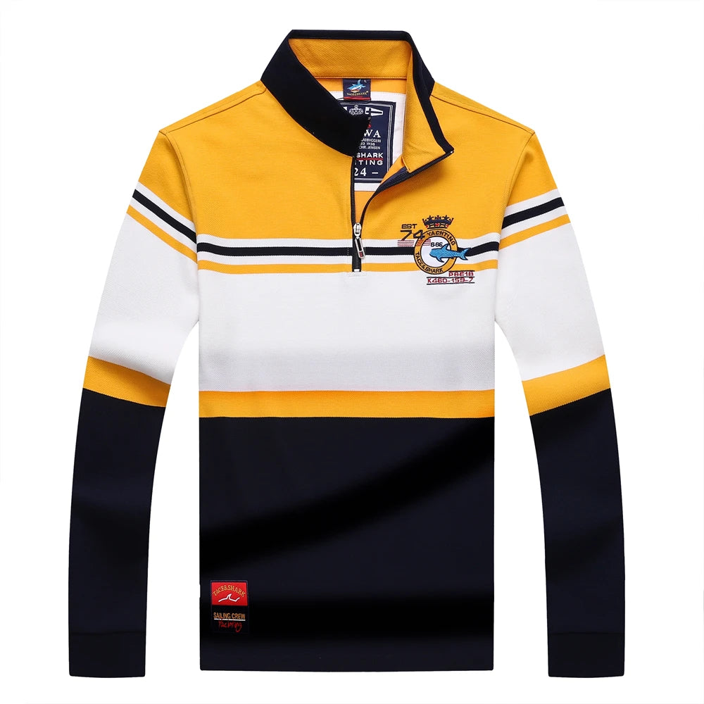 TACE&SHARK Stand Collar Polo Shirt