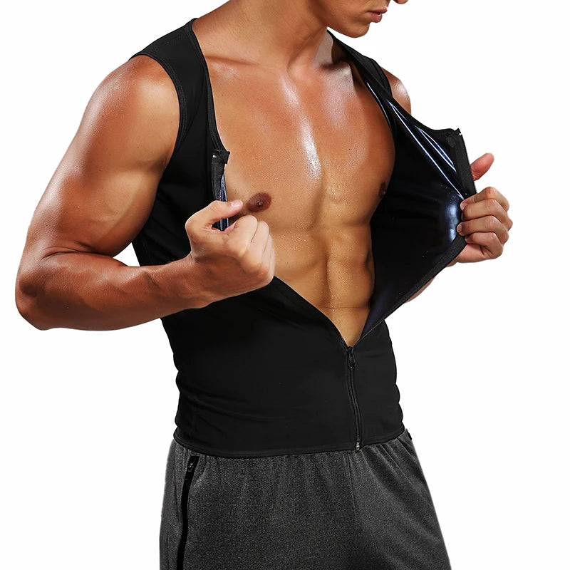 Men’s Sauna Sweat Vest – Heat-Trapping Slimming Body Shaper with Zipper | Compression Waist Trainer for Fitness & Weight Loss