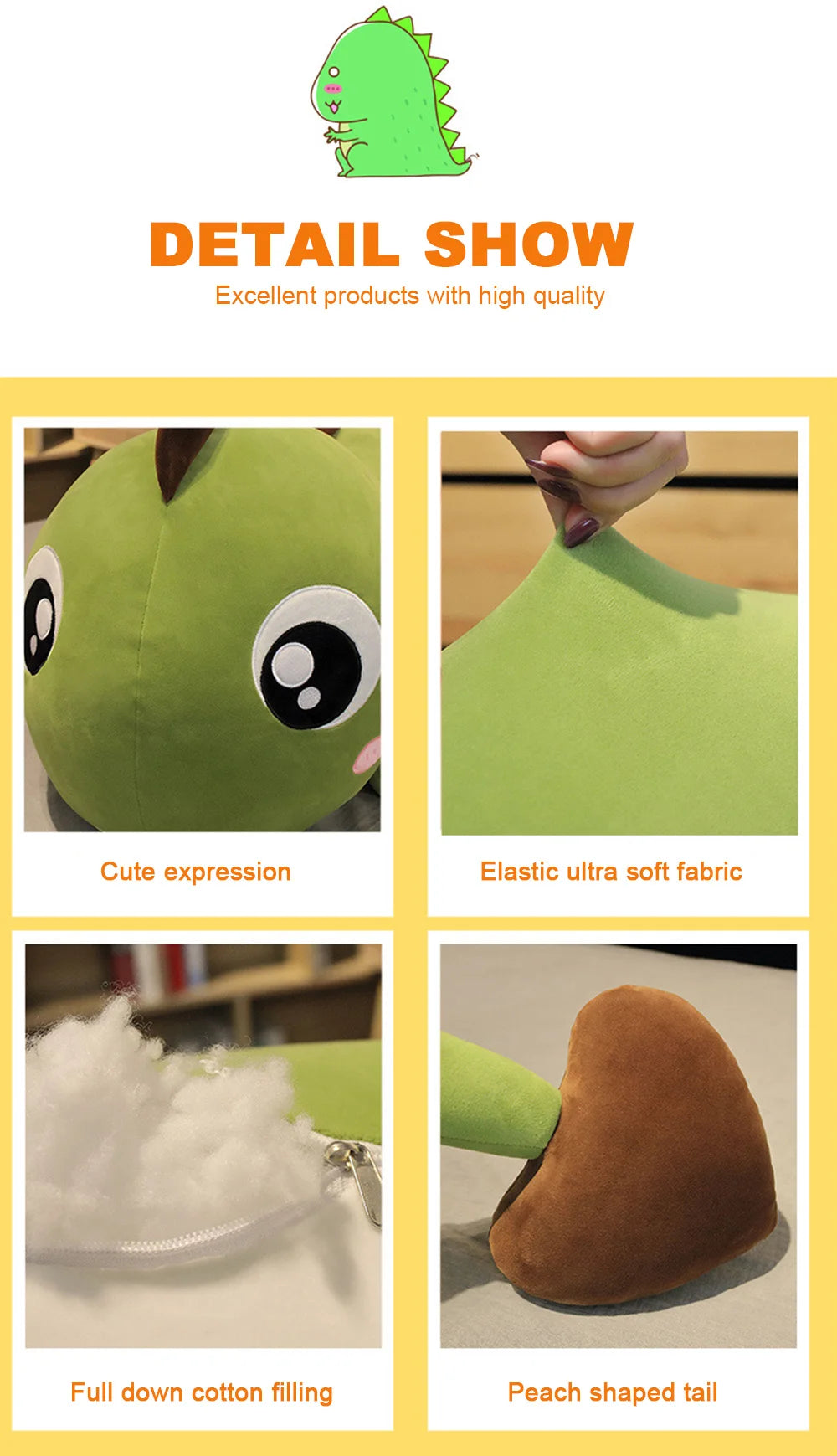 60cm Giant Dinosaur Plush Toy – Soft Stuffed Animal Pillow | Kawaii Birthday Gift for Kids & Room Decor