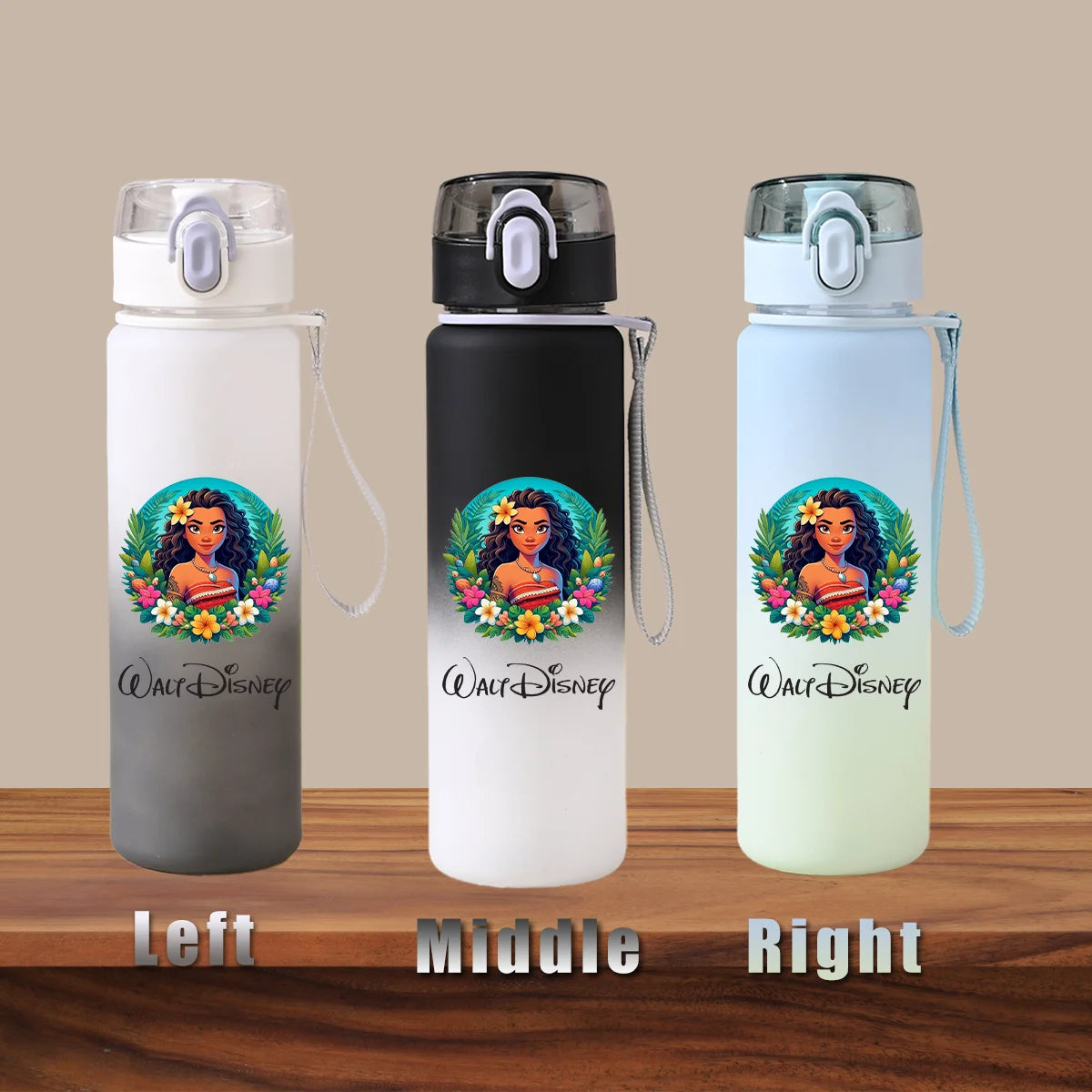 Disney Moana 2 Maui Kakamora Tia Animation Portable Plastic Gradient Outdoor Sport Water Bottle Child Gift Princess Fitness Run