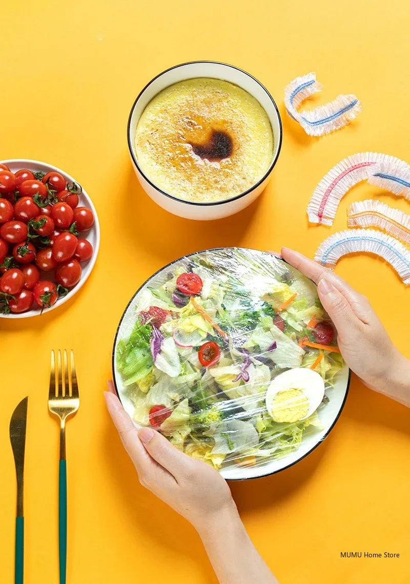 Colorful Disposable Food Covers – Elastic Fresh-Keeping Plastic Wrap Bags (Multi-Use)