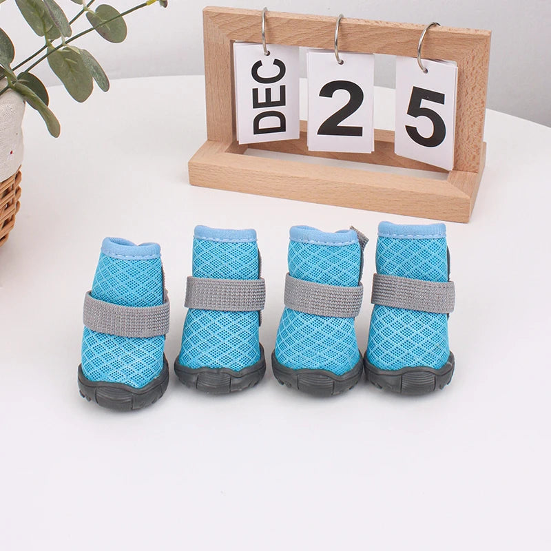 4pcs Breathable Dog & Cat Shoes – Anti-Slip, Year-Round Pet Paw Protectors