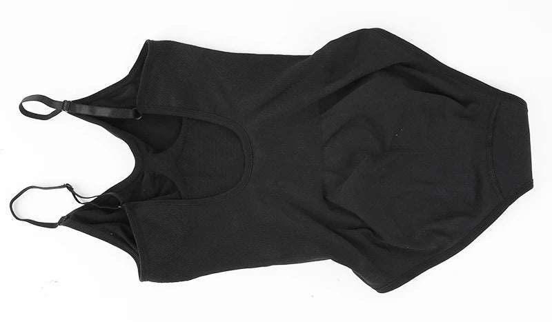 Low Back Bodysuit Shapewear for Women – Seamless Tummy Control Push-Up Body Shaper with Open Crotch & Adjustable Straps