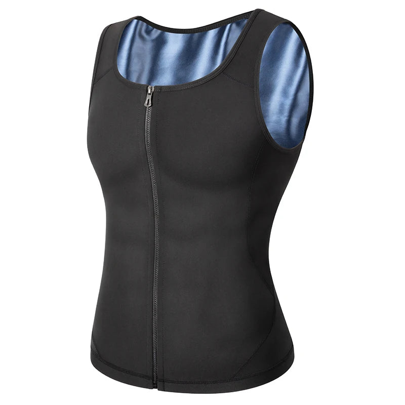 Men’s Sauna Sweat Vest – Heat-Trapping Slimming Body Shaper with Zipper | Compression Waist Trainer for Fitness & Weight Loss
