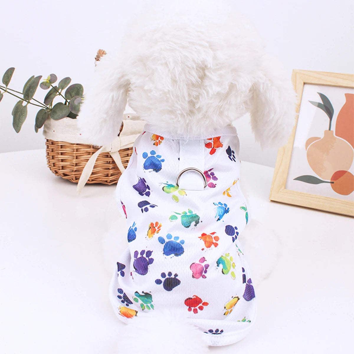 Summer Dog Vest – Breathable Footprint Print T-Shirt for Small and Medium Dogs