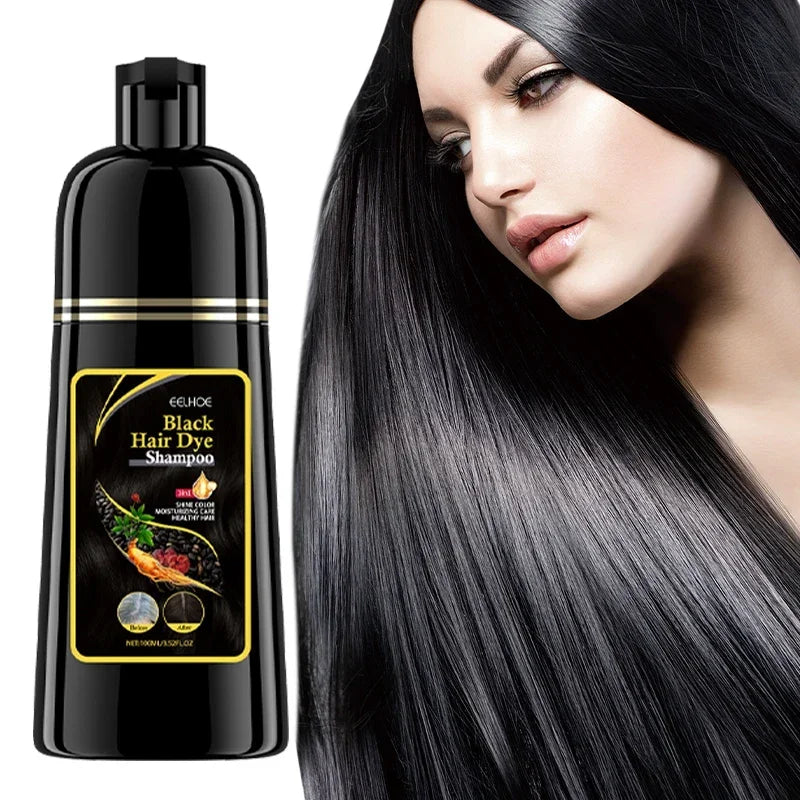 100ml Herbal Black Hair Dye Shampoo – 3-in-1 Instant Color, Cleanser & Conditioner