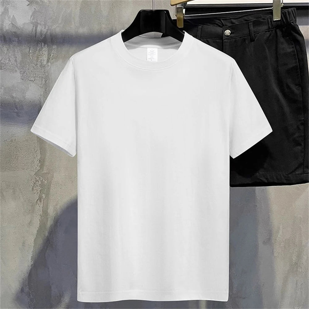 Unisex Summer Cotton T-Shirt – Solid Color O-Neck Casual Tee