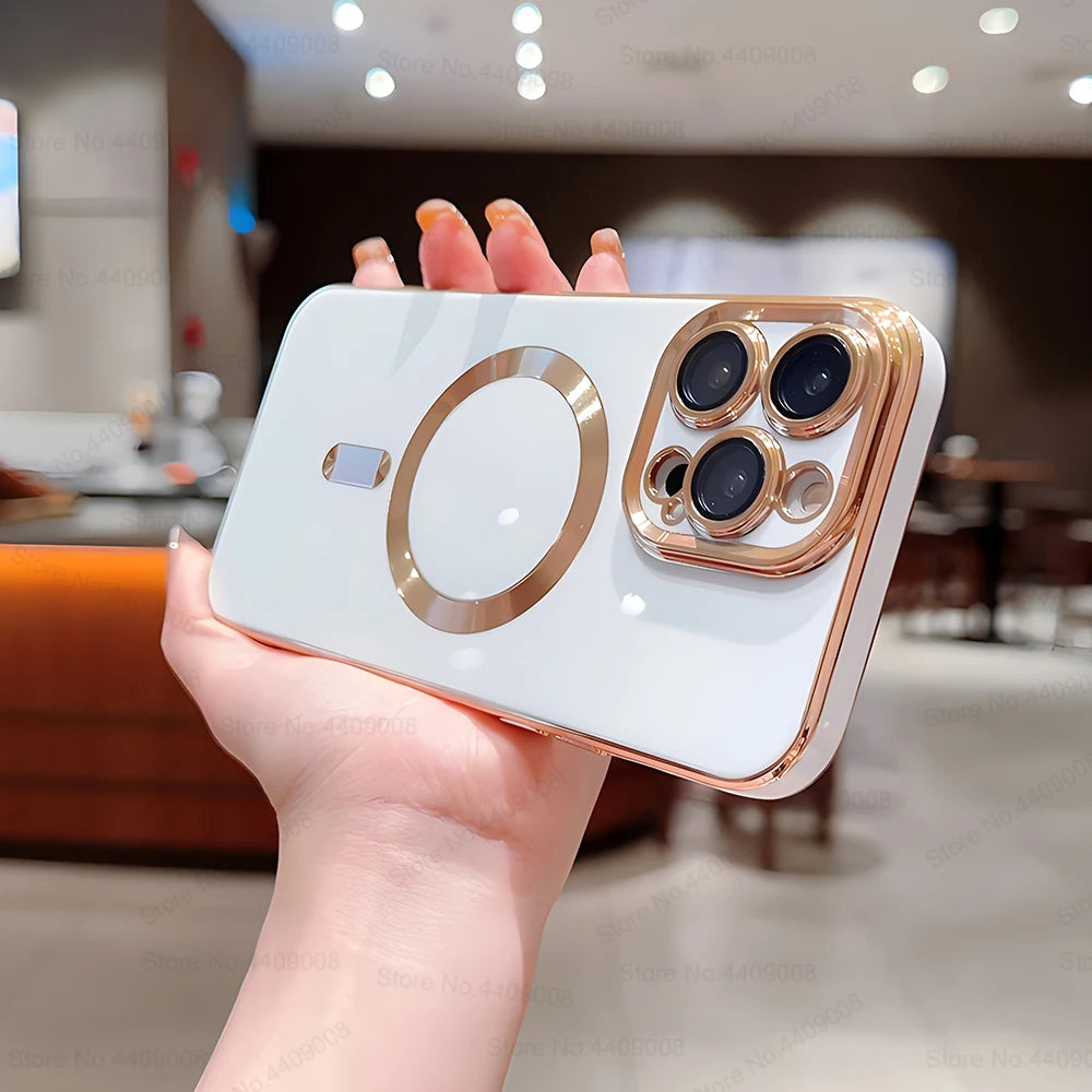 Luxury MagSafe-Compatible iPhone Case – Clear, Magnetic, and Durable