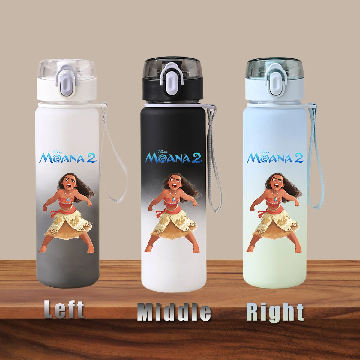 Disney Moana 2 Maui Kakamora Tia Animation Portable Plastic Gradient Outdoor Sport Water Bottle Child Gift Princess Fitness Run