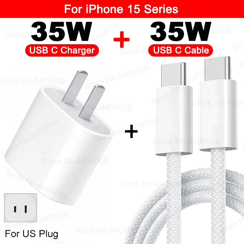 35W USB-C Fast Charger with Cable – Compatible with iPhone 11/12/13/14/15 Series