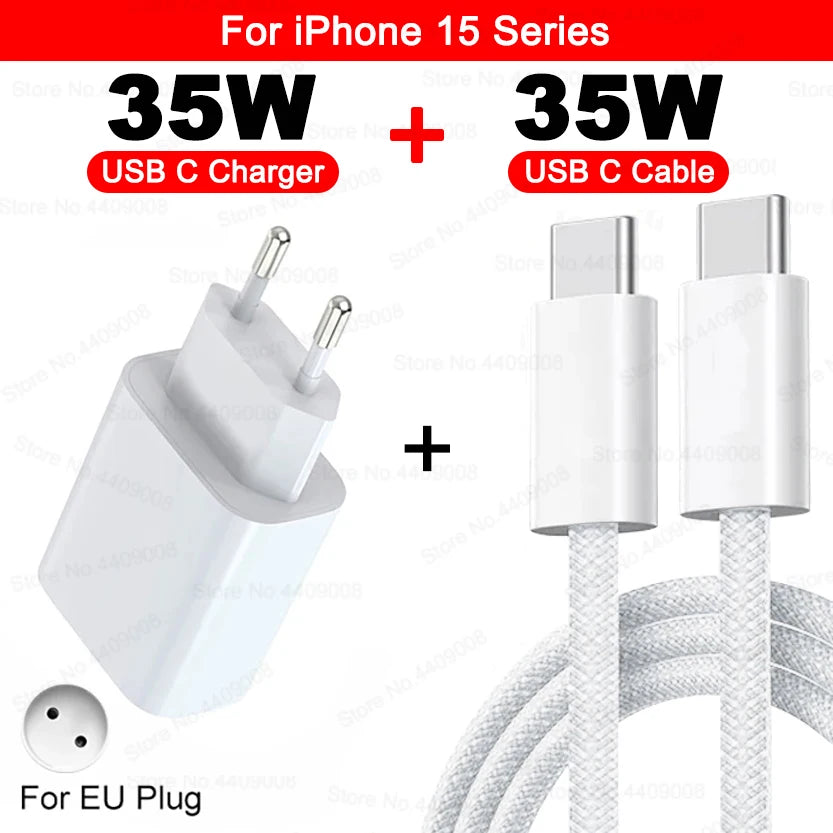 35W USB-C Fast Charger with Cable – Compatible with iPhone 11/12/13/14/15 Series