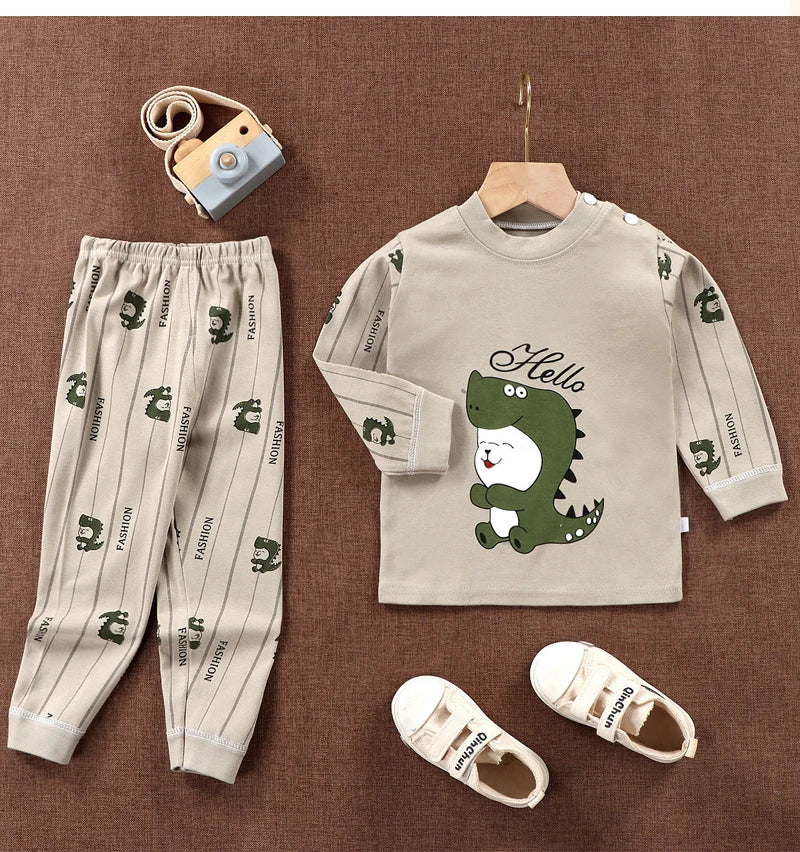 Unisex Cotton Pajama Set for Kids – Cozy Autumn & Winter Sleepwear