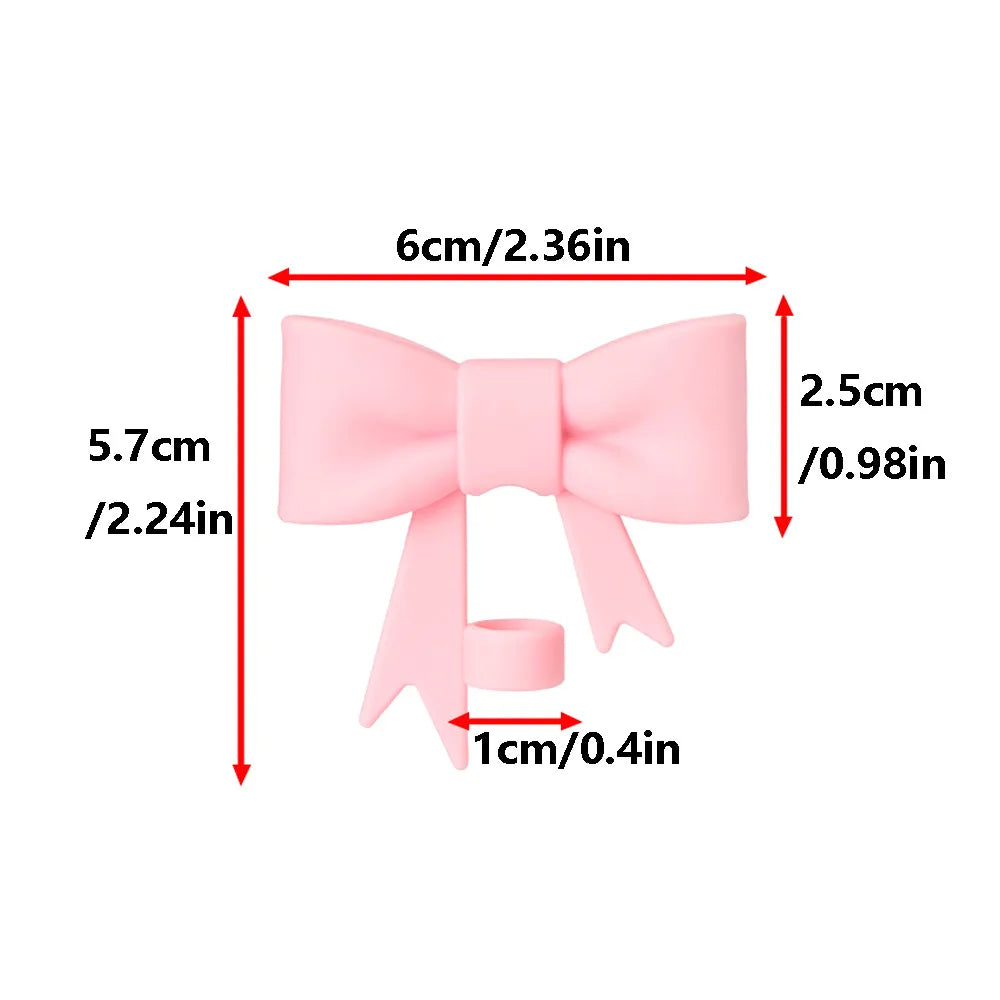 3Pcs Bow Straw Cap Covers & Toppers – Cute Silicone Accessories for Stanley Cups
