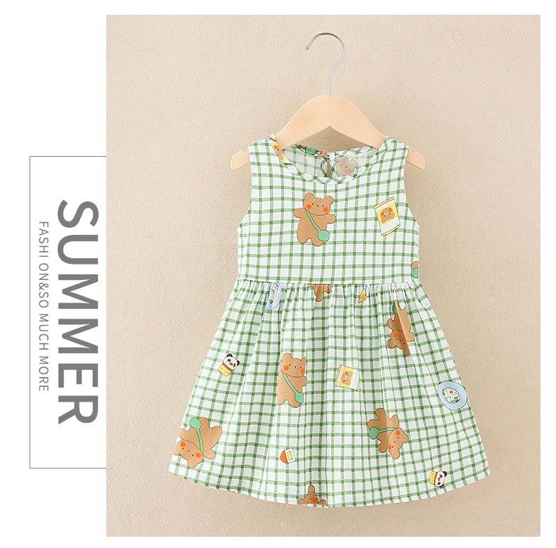 Cotton Cartoon Summer Dress for Girls – Sleeveless Princess Party Outfit