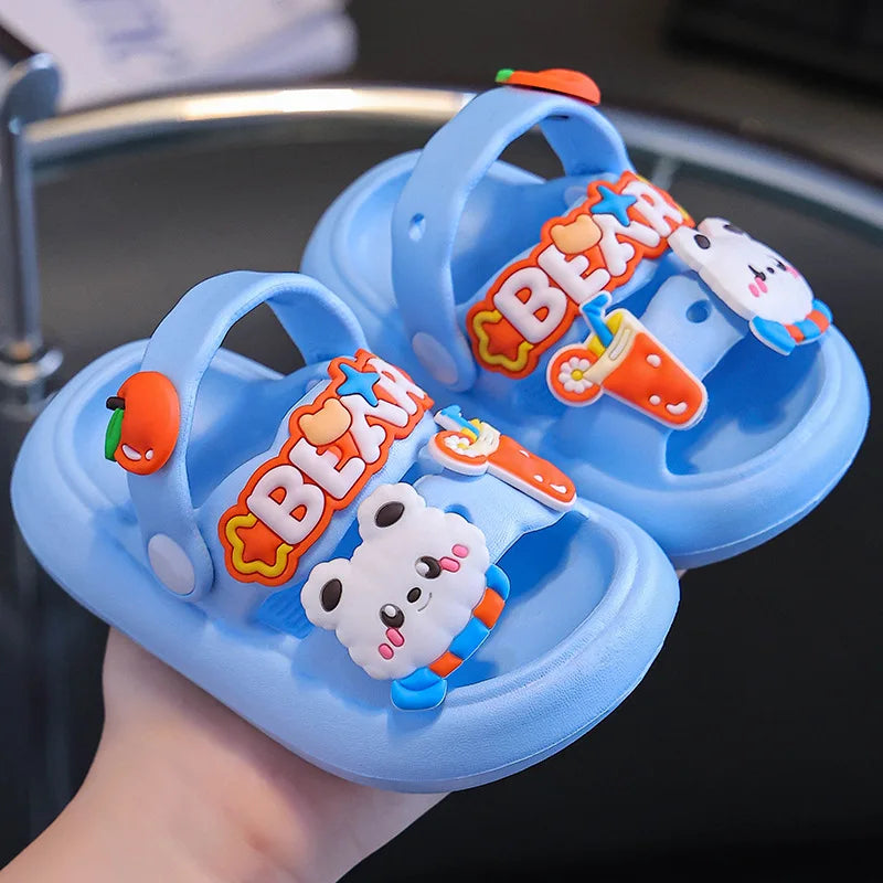 Kids Cartoon EVA Sandals – Summer Soft Slip-On Beach Slippers for Boys and Girls