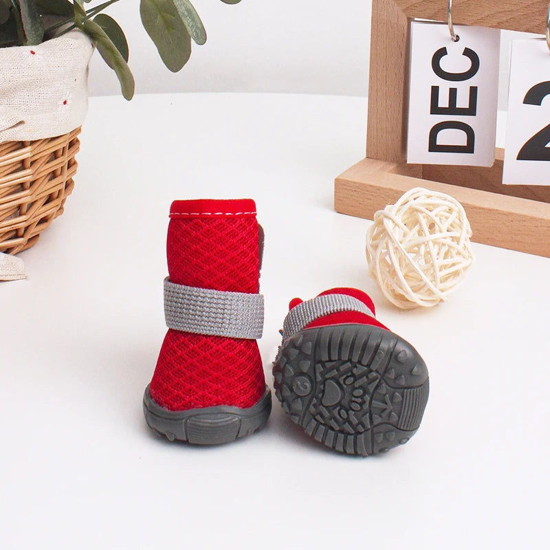 4pcs Breathable Dog & Cat Shoes – Anti-Slip, Year-Round Pet Paw Protectors