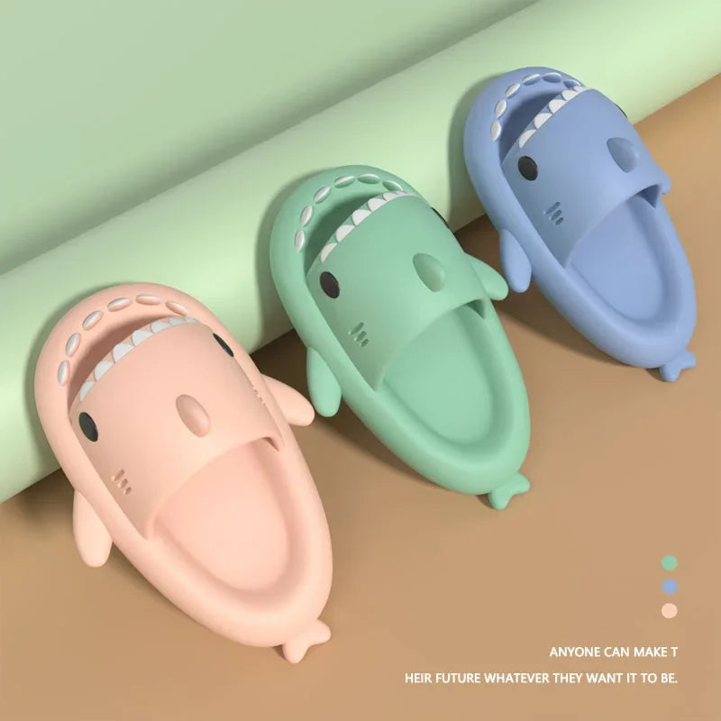 Shark Cartoon EVA Slippers for Kids & Adults – Soft Non-Slip Flip Flops for Summer