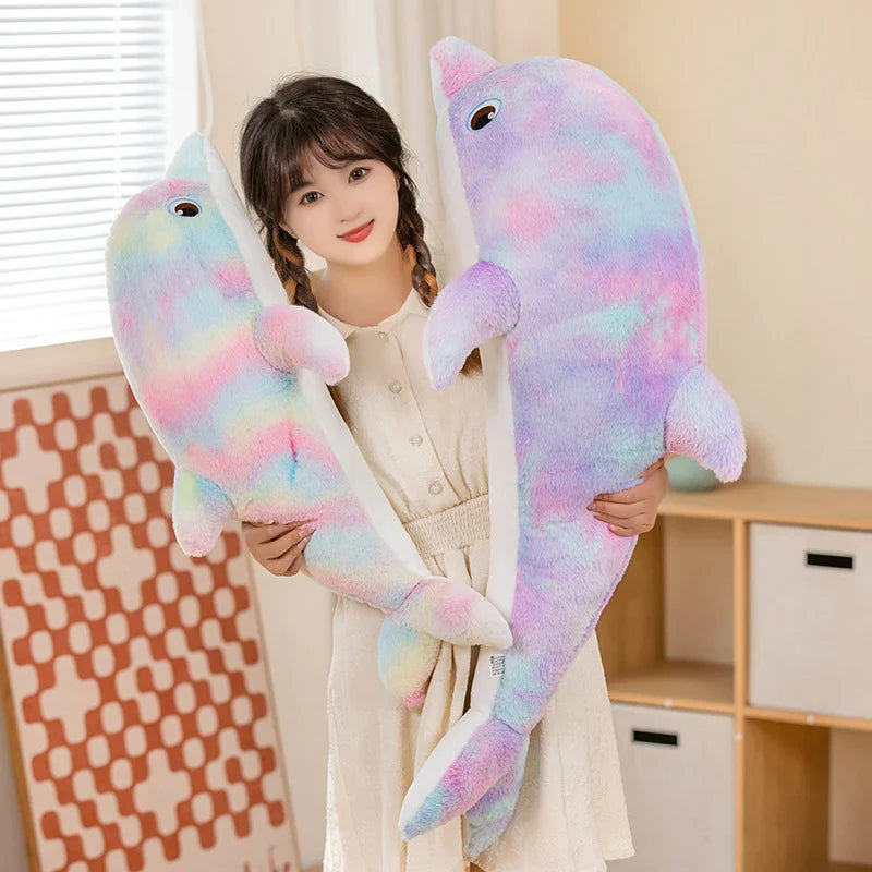 50cm Colorful Dolphin Plush Toy – Soft Cartoon Stuffed Animal Pillow | Birthday Gift for Kids, Boys & Girls, Home Decoration