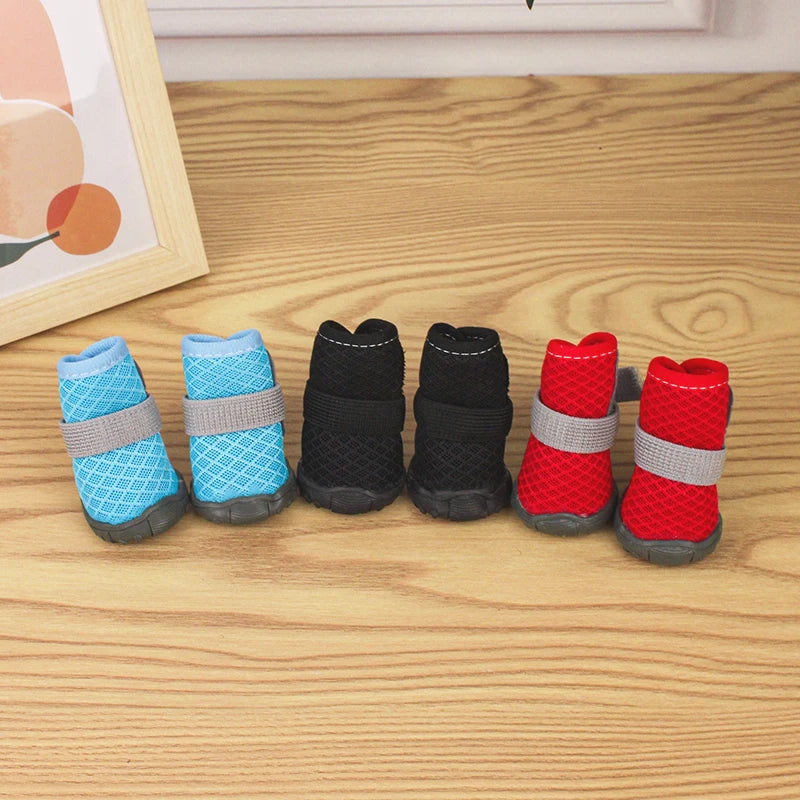 4pcs Breathable Dog & Cat Shoes – Anti-Slip, Year-Round Pet Paw Protectors