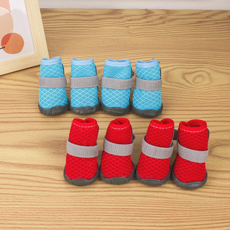 4pcs Breathable Dog & Cat Shoes – Anti-Slip, Year-Round Pet Paw Protectors