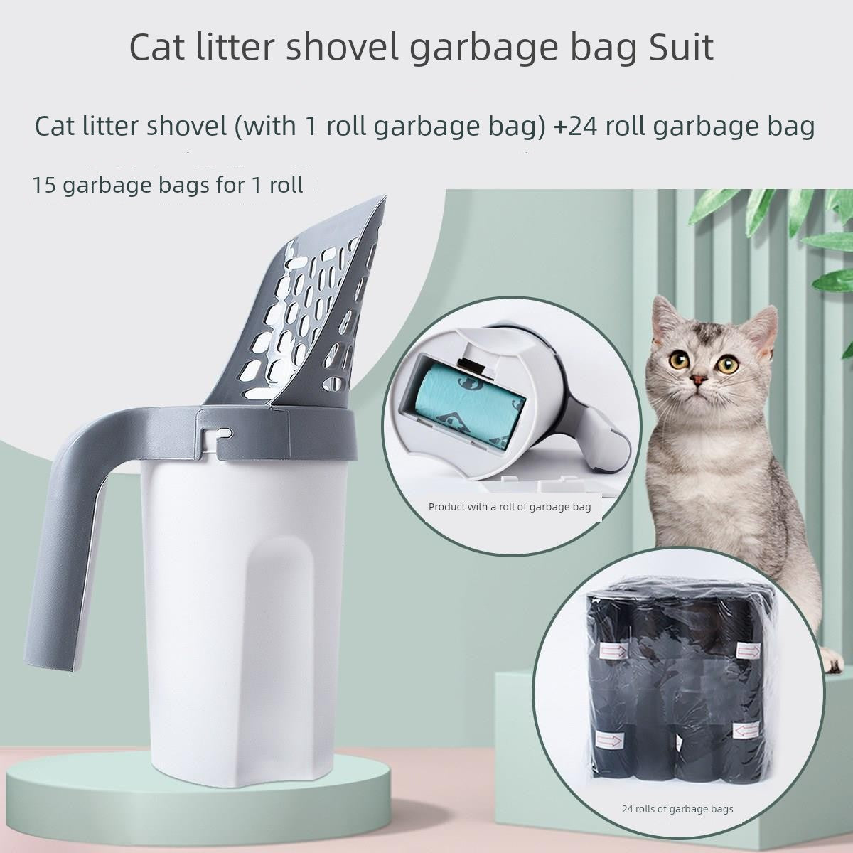 Quality Integrated Cat Litter Scoop – Large Capacity Shovel with Built-In Waste Bag Compartment
