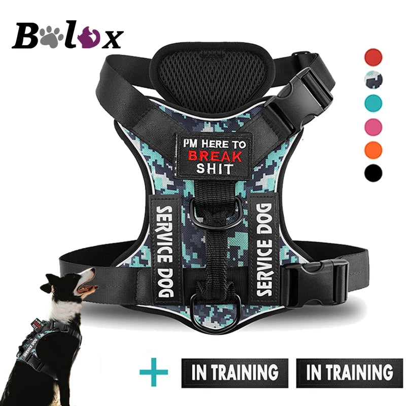 Tactical Reflective Dog Harness – No Pull Vest for Small to Large Dogs