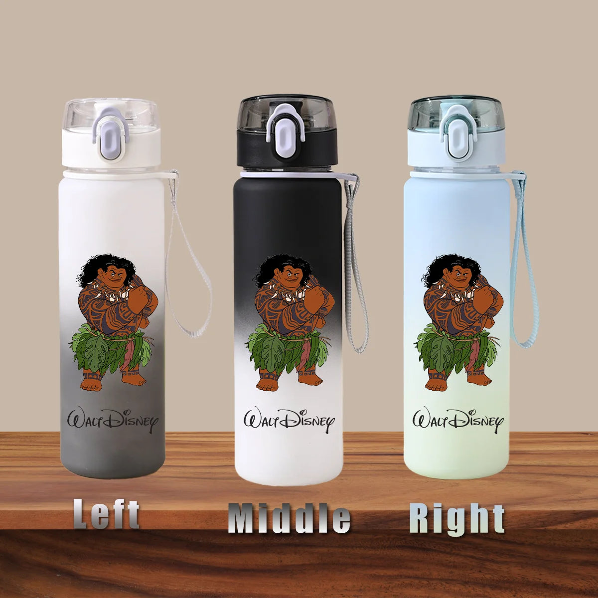 Disney Moana 2 Maui Kakamora Tia Animation Portable Plastic Gradient Outdoor Sport Water Bottle Child Gift Princess Fitness Run