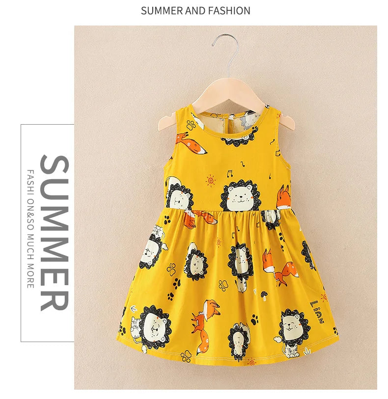 Cotton Cartoon Summer Dress for Girls – Sleeveless Princess Party Outfit