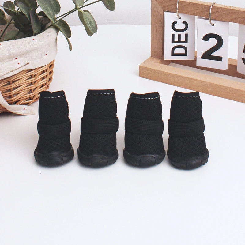 4pcs Breathable Dog & Cat Shoes – Anti-Slip, Year-Round Pet Paw Protectors