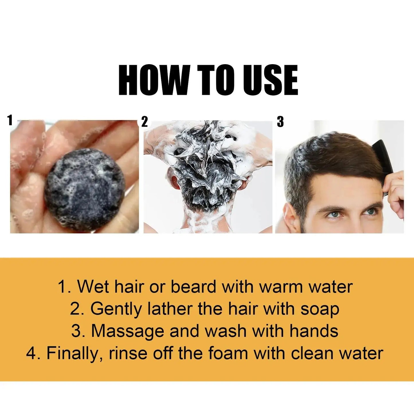 Natural Darkening Shampoo Bar – Restore Gray Hair & Beard to Black | Herbal Anti-Gray Hair Soap (50g)